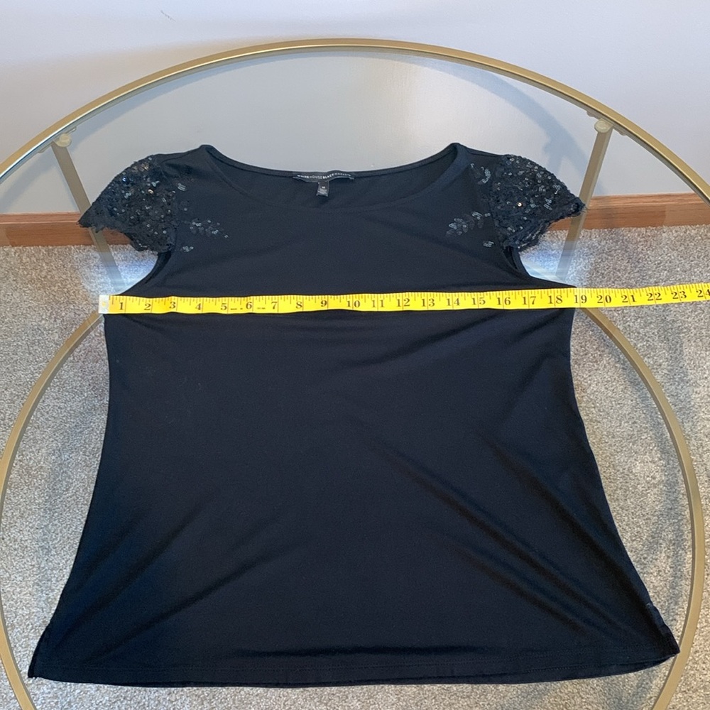White House Black Market top with sequined cap sleeves - Picture 10 of 16